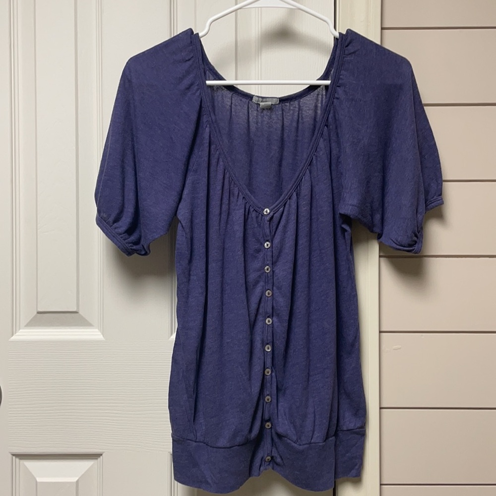 S - Purple - Old Navy - Relaxed Fit - V Neck - Shirt - Top - Buttons